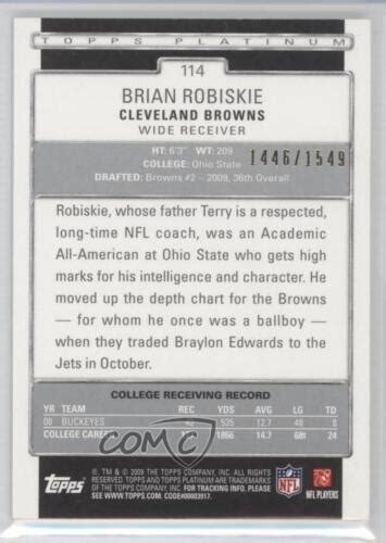 2009 Topps Platinum Rookie Variations 1549 Brian Robiskie 114 Rookie Rc Ebay