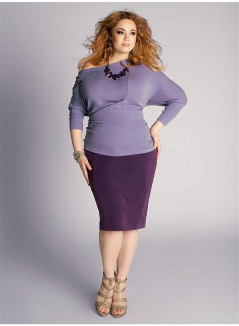 Michaela Curvy Pencil Skirt In Deep Purple Plus Size