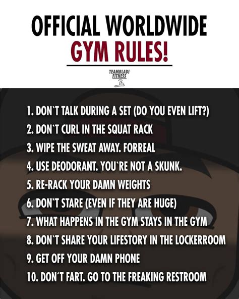 Fitness Bodybuilding On Instagram “💪🏽 Official Gym Rules By Teambladifitness Follow For