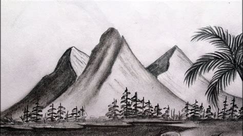 How To Draw Mountains With Pencil Step By Step Youtube