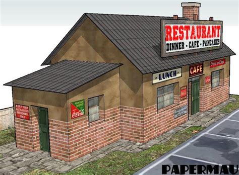 Papermau Roadside Restaurant Paper Model By Papermau Part 03 And 4