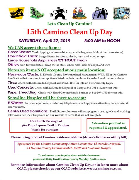 2019 Clean Up Ccac Working Together For Camino