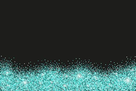 Black Horizontal Background With Azure Glitter Sparkles Or Confetti And