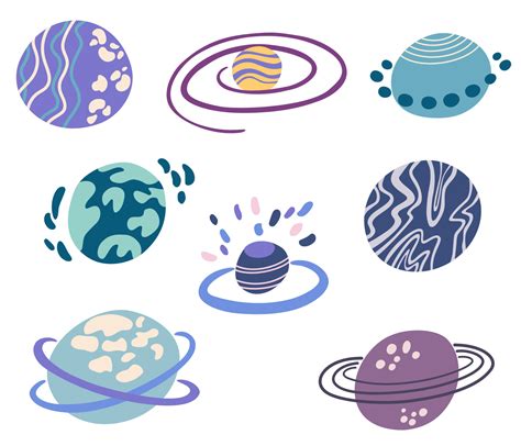 Planets Set Cute Cartoon Galaxy Space Solar System Elements