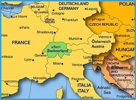 Map Of Switzerland Austria And Germany Travelsfinderscom