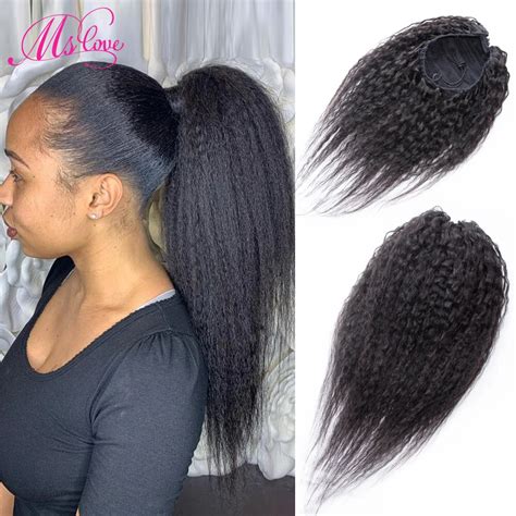 Special Product Kinky Straight Ponytail Human Hair Drawstring Ponytail