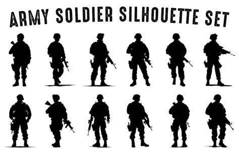 Premium Vector Set Of Army Soldier Silhouettes Vector Silhouette Of