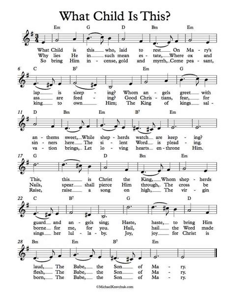 Free Lead Sheet What Child Is This Hymn Sheet Music Christmas Sheet