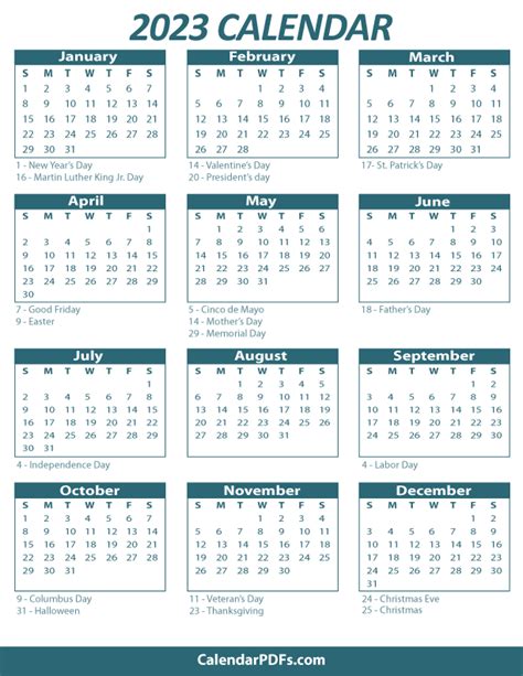 2023 Calendar Templates And Images 2023 Calendar Pdf Word Excel