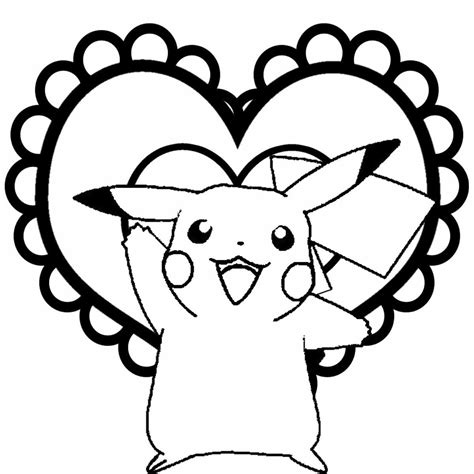 Pikachu Pokemon Valentine Coloring Page Valentines Day Coloring Page