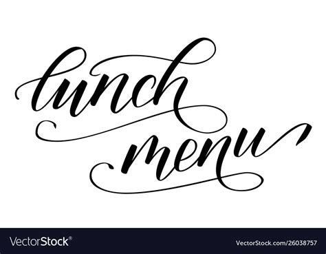 Modern Brush Calligraphy Lunch Menu Royalty Free Vector
