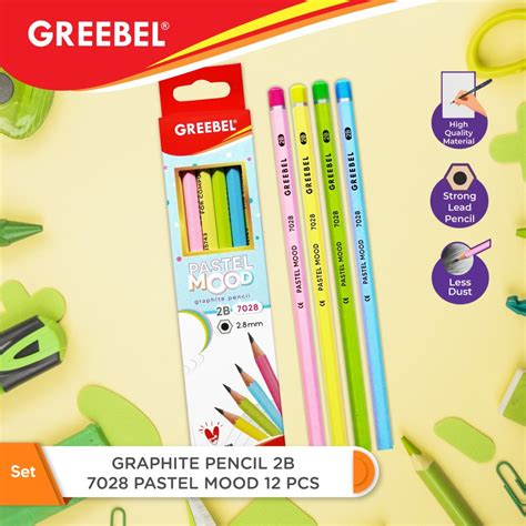 Jual Greebel Graphite Pencil 2b 7028 Pastel Mood 12 Pcs Shopee Indonesia