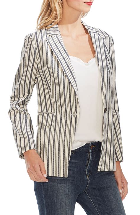 Vince Camuto Summer Stripe Linen Blend Blazer Blazer Jackets For