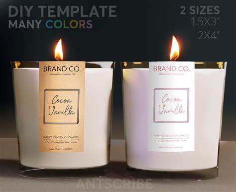 Elegant Vertical Candle Label Template Diy Printable Premium Etsy