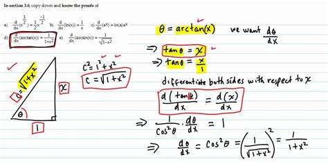 Derivation Of The Derivative Of Arctanx Youtube