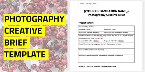 Photography Creative Brief Template From Photoshelter For Brands