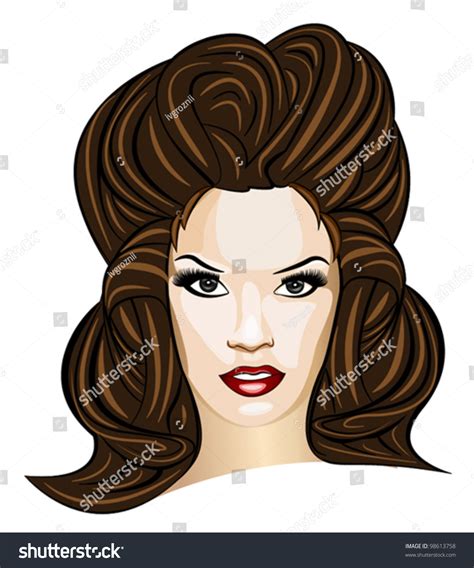 Beautiful Brunette With Gorgeous Curly Hair Stock Vector Illustration