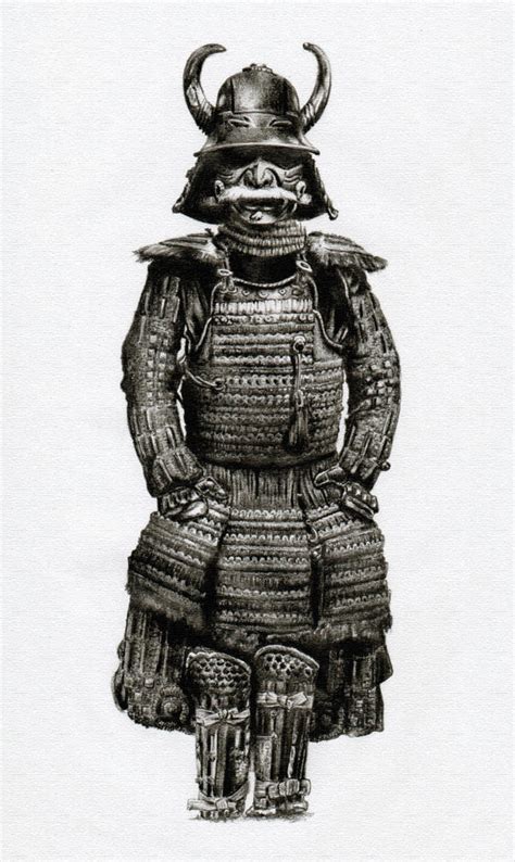Japanese Armor Drawing Samurai Kabuto Warrior Helmet Armadura