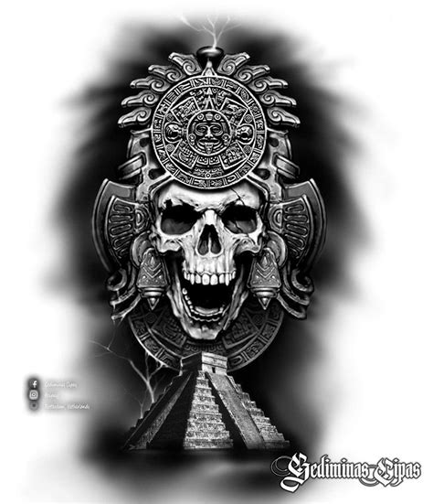 Mayan Tattoo Aztec Tattoo Mayan Warrior Mayan Piramid Tattoo Art