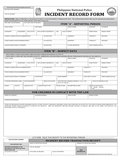 Ph Incident Record Form Fill And Sign Printable Template Online Us