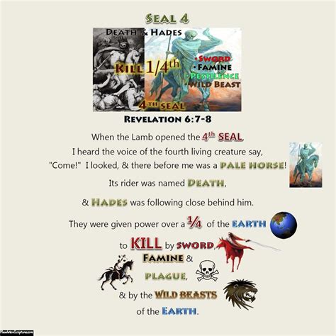 REVELATION 6 - 4th Seal - Kill 1/4th - 1st Population Reduction | Revelation bible, Revelation 