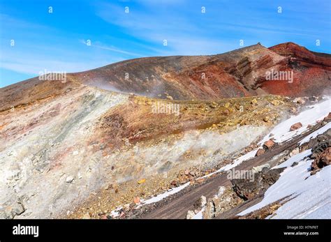 Side View Of Red Crater In The Winter Tongariro Alpine Crossing New
