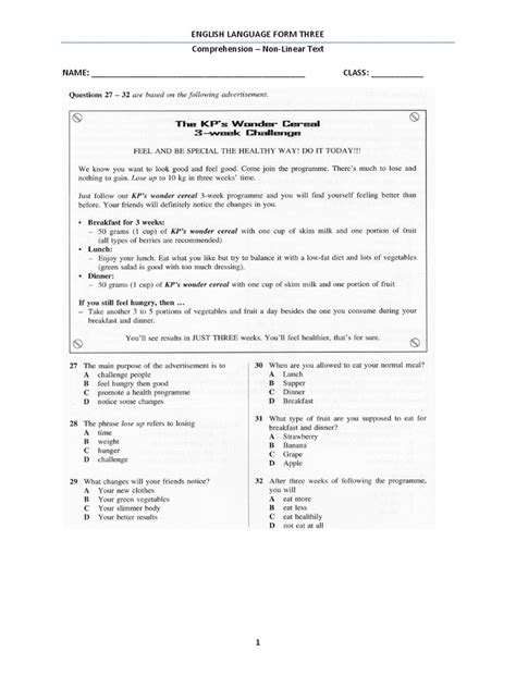 In english there are regular verbs as well as irregular verbs. English Language Form 3 - Comprehension