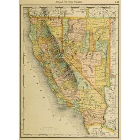 Map California And Nevada 1887 Original Art Antique Maps And Prints