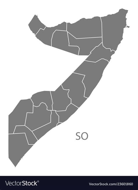 Somalia Regions Map Grey Royalty Free Vector Image