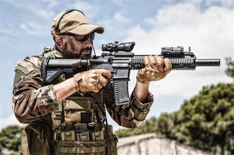 Private Military Company Mercenary With Gun Stock Image Image Of