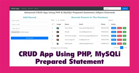 CRUD Application Using PHP MySQLi Prepared Statement