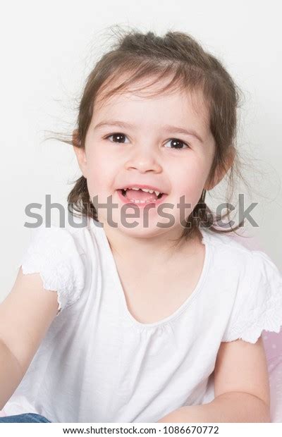 Portrait Charming Little Girl Smiling Camera Stock Photo 1086670772