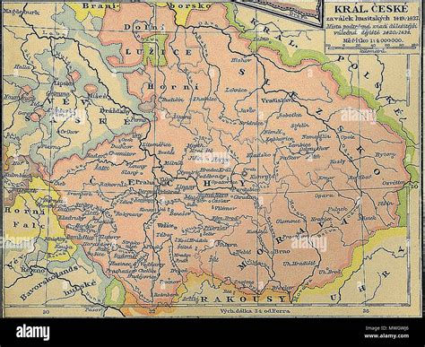 Map Of The Kingdom Of Bohemia The Area In Pink At The Time Of The Hussite Wars The