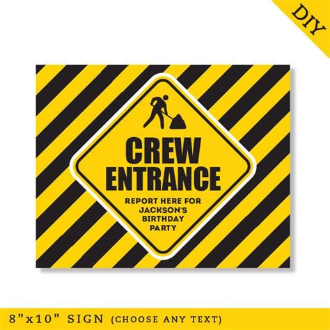 Construction Party Signs Editable And Printable 8x10 Signs Instant