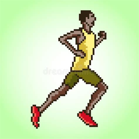 A Man Running In A Marathon With Pixel Art Stock Vector Illustration
