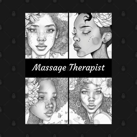Massage Therapist Black Woman Pride Collage Poster Style Artwork Massage Therapist T Shirt