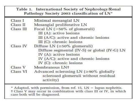 Classification Of Lupus Nephritis