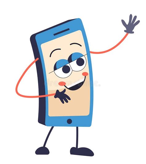 Cartoon Mobile Phone Character Stock Vector Illustration Of Cheerful