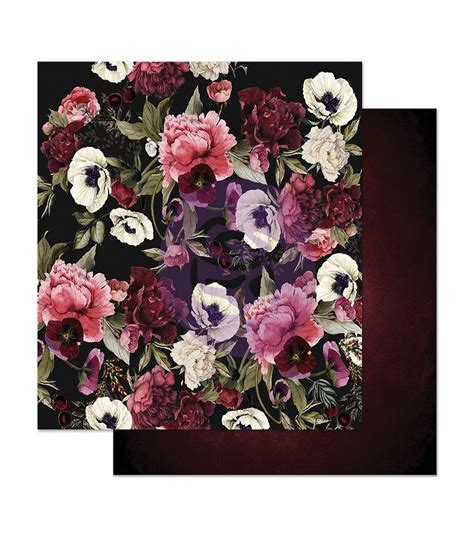 Prima Marketing Midnight Garden 12x12 Foiled Double Sided Cardstock