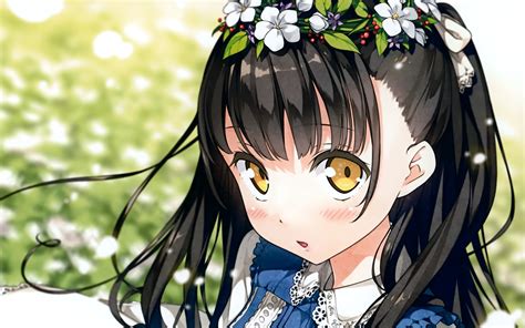 Wreath Of Flowers On Her Head Girl Anime Wallpapers And