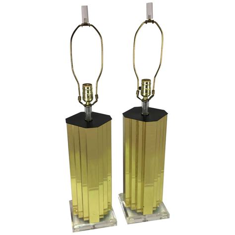 Brass And Lucite Table Lamp Pair At 1stdibs