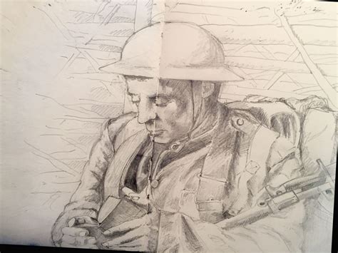 Sketchbook Illustration Pencil By T Bennett Ww1 Soldiers Bennett