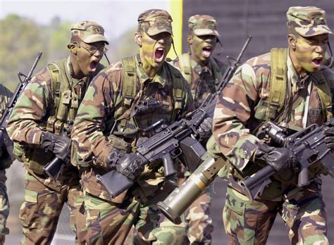 A U.S. Army Ranger unit goes through its paces during a demonstration