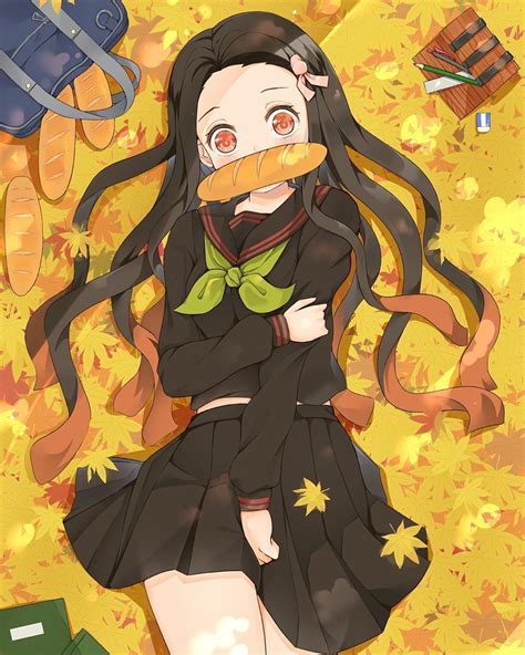 Nezuko With Bread Wallpapers Wallpaper Cave