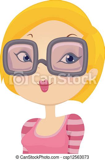 Vectors Illustration Of Girl With Eyeglasses Illustration Of A Blonde Girl With Csp12563073