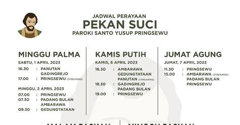 Jadwal Perayaan Pekan Suci Paroki St Yusup Pringsewu Lampung