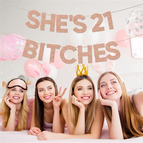 Party She S Bitches Banner Rose Gold St Birthday Decorations Birthday Decorations