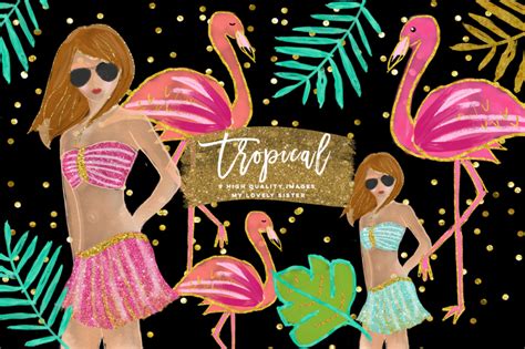 Tropical Clip Art Summer Clip Art Pack Flamingo Clipart