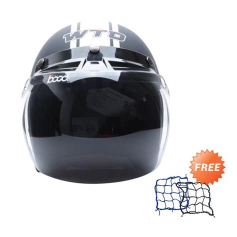 Jual Wto Helmet Retro Bogo Speed Shop Hitam Doff Helm Half Face Free