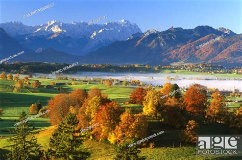 Germany Bavaria Murnau Mountains Autumn Landscape Southern Germany